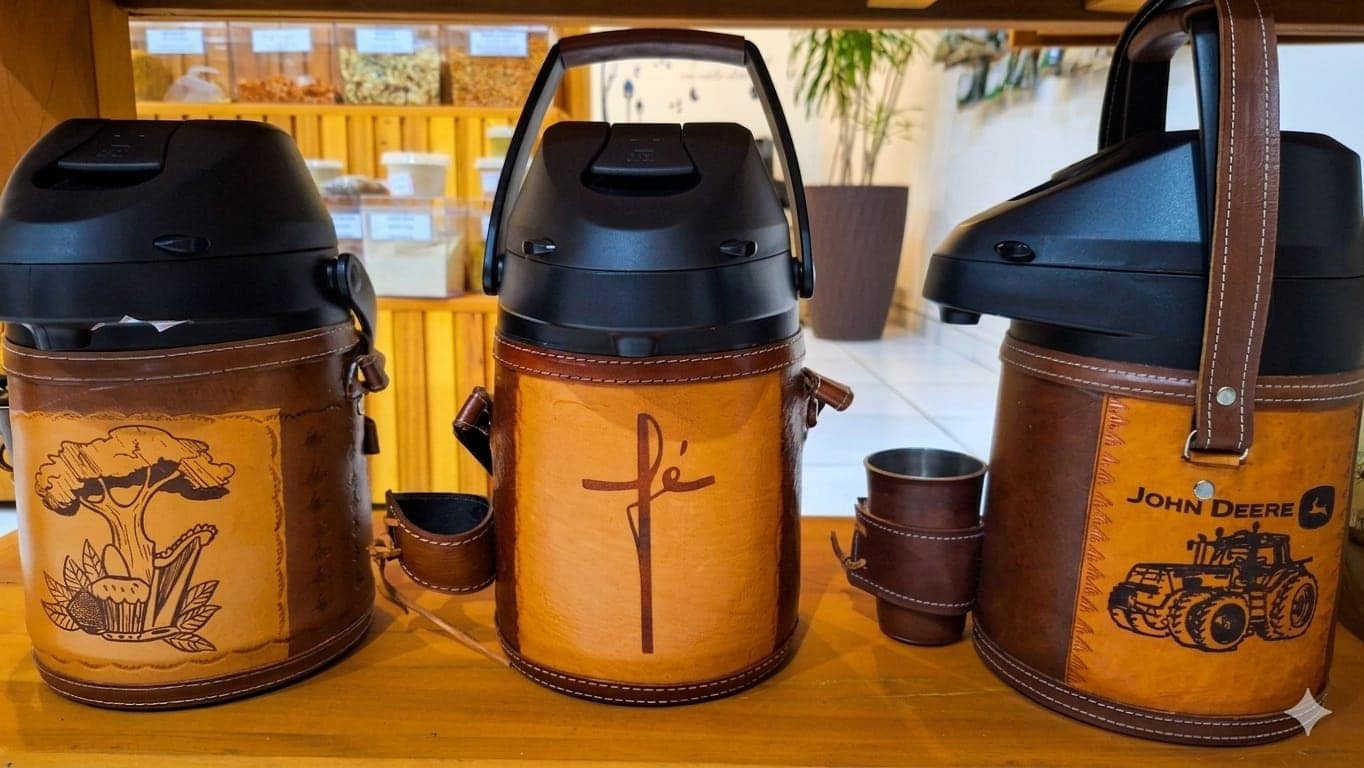 garrafas de terere em couro loja de produtos naturais Cianorte PR