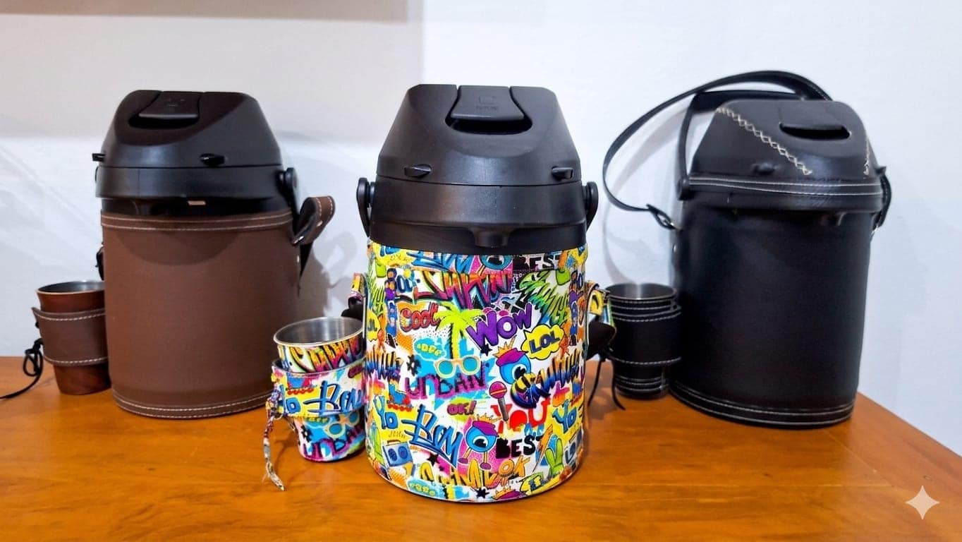 garrafas de terere em couro artesanal loja de produtos naturais Cianorte PR